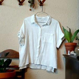 Le Lis white gauze button-up collared blouse